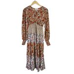 Umgee Floral Tiered Long Sleeve Maxi Dress Womens S Brown Farmhouse Cottagecore Photo 1