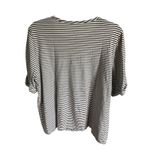 Appleseed's Striped Henley Shirt Roll Tab Sleeve‎ Top Casual 1X White Photo 1