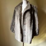 Vintage Gray Faux Fur Coat by Candace Originals 1950s Swing Style Jacket L/XL Size L Photo 9