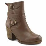 Lucky Brand Orenzo brown leather boots block heel buckle women’s size 8.5 trendy Photo 0
