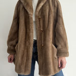 Vintage Mincara Russel Taylor Faux Fur Jacket Womens Large Tan Mob Wife Glam Brown Photo 0