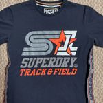 Superdry  Track & Field Navy Blue and Orange Streetwear Graphic T-Shirt Photo 1
