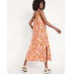 Old Navy Hawaiian Floral Maxi Dress Large Orange Pink Flowy V-Neck Pockets Beach Photo 1