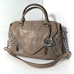 Michael Kors Odette Grommet Brown Leather Satchel Bag Photo 0