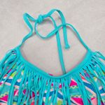 Urban Sea  Blue Fringe Padded Halter Tie Boho Bikini Bralette Swim Top S Small Photo 2