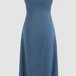 Cider NWT SOLID COWL NECK SLIT MIDI DRESS side row of buttons, in blue size S Photo 4