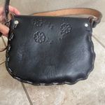 Mexican Black Leather Floral Tooled Crossbody Bag Small Purse Bohemian Boho Black Photo 3