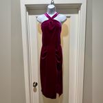 Belle Poque Magenta Velvet Halter Dress w/ Adjustable Button Straps | XL Purple Photo 1