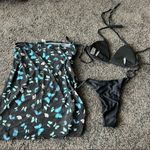 Black cheeky bikini butterfly cover skirt three pieces set Photo 6