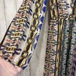 Everly ‎ Dress Medium Multi Print Shift Knee Length Sheer Tribal Geometric Boho Photo 4