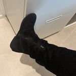 Women size 6 Black over the knee boots zipper on the inside soft suede alike Photo 3