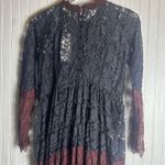 Barok Paris Lace Long Sleeve Maxi Dress Two Tone Burgundy Red & Navy Blue Photo 10