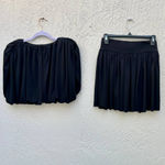 L'Academie Pleated Crepe Julianna Crop Top&Mini Skirt Set Black Womens Size XS Photo 3