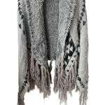 Shyanne  Kimono Duster Cardigan Open Front Womens OS Gray Black Aztec Fringe Photo 2