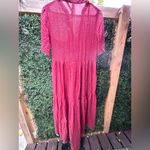 Anthropologie  Coverup Sheer Metallic Silver Pink Size Medium maxi Photo 8