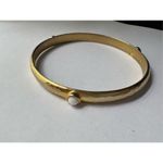 90s Vintage Womens Gold Tone White Studded Bangle Bracelet Minimalist Chic Y2K Photo 1