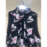 White House | Black Market  XS Floral Sleeveless‎ Ruffle Trim Blouse Top Photo 2