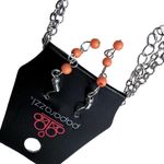 Paparazzi Fierce in Fringe Necklace Dangle Drop Earrings Set Silver Orange New Photo 2