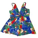 Swimsuits For All Tropical Tank Dress Plunge Swimsuit Size 22 Plus Vacation Red Photo 0