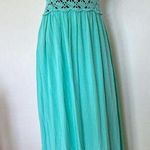 Lil Better Turquoise Crochet Maxi Dress Green Size L Photo 0