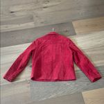 Clio Petites Cherry Red Suede Leather Jacket Size 12 Photo 3