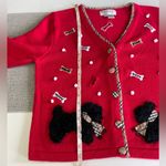 Vintage Jack B. Quick Red Plaid Dog Embroidered Cardigan Sweater Size Medium Photo 7