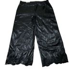 Chico's  Faux Leather Cutwork Hem Trousers Wide Leg Ankle Pants Black Size 16 Photo 1