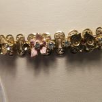 Vintage Gold, Pink, Blue, Purple Floral Bracelet. Gold Photo 3