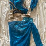 Custom Made Two Piece Dance Costume Blue Size 0 Photo 1