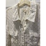 Charter Club 100% Linen White Gold Metallic Polka Dot Roll Tab Sleeve | W 3X Photo 6