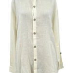 Flax Linen Lagenlook Button Down Front Tunic Top White Cream Size Small Photo 0