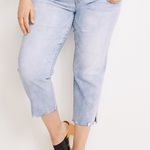 NWT KanCan High Rise Button Fly Cropped Jean Exposed Button Fly Size 22 Plus Blue Photo 0
