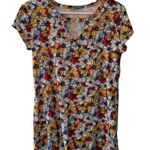 Joe Boxer Womens Pullover Stretch Short Cap Sleeve Top Multicolor Floral Sz M Photo 0