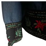 Vintage Denim Christmas Flower embroidered trim button shirt. Blue Size XL Photo 4
