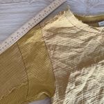 Urban Outfitters  Medium Johnny Woven Mustard Henley Top Cotton Gauze Crop Boho Photo 6