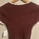 Altar'd State Brown Knit Tee with Pink Trim Photo 5