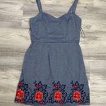 Mi Ami Blue Denim Sleeveless Mini Dress with Embroidered Detail Size Large Photo 4