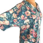 Krazy Kat Vintage 90s Floral Button Up Shirt Blue Pink Green Peter Pan Collar Cottagecore Photo 3