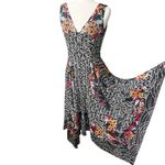 Saloni Zuri Dress Asymmetrical Silk Floral Size 4 Black Photo 4