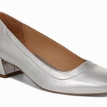 Naturalizer Huntley Silver Metallic Block Heel Square Toe Pumps Dress Shoes Sz 8 Photo 0