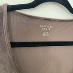 American Eagle Velvet Bodysuit Top Size Large‎ Scoop Neck Long Sleeve Brown Photo 4