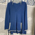 Subtle Luxury Cashmere Hoodie S/M Blue Gray Trim Soft Cozy Lounge Sweater Flawed Size M Photo 7