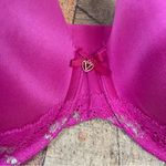 Victoria's Secret  38DDD Vibrant Hot Pink Magenta Floral Lace Silver Bra Padded Photo 2