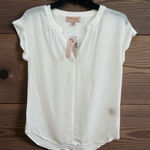 Philosophy Republic Clothing Size XS Ivory Cuffed Short Sleeve Blouse Shirt Photo 0