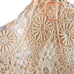 Forever 21 Open Knit Crochet Floral Doilies Short Sleeve Boho Shirt  Hippie L Photo 7