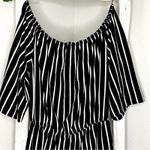 Ambiance Striped Romper Off Shoulder‎ Black White Short Sleeve Med Photo 2