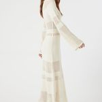 Forever 21 Women's Open-Knit Bell-Sleeve Maxi Dress in Vanilla Large Photo 2