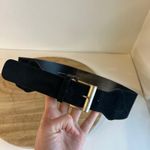 Italy Made Punto Fibbia Black Genuine Suede Leather Wide Silver Belt Size Large Photo 1