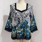 Dress Barn  Women's Multicolor Floral Accordion Pleats Top Size PXL Photo 0