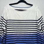 Talbots  Striped Hombre Top Womens 2X Breathable 100% Cotton Stretch 3/4 Sleeve Photo 2